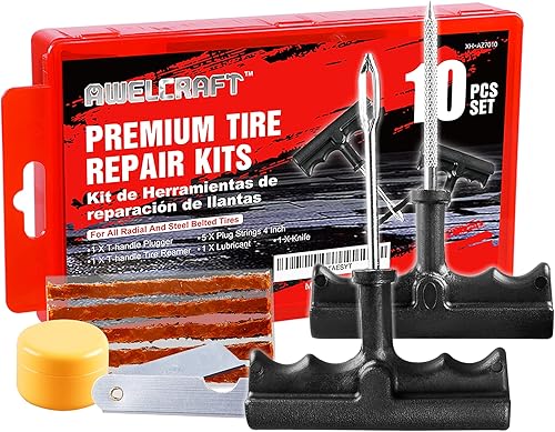 Kit económico de reparación de neumáticos para fijar pinchazos y tapar planos, paquete de 10 piezas, ideal para automóviles, camiones, motocicletas,