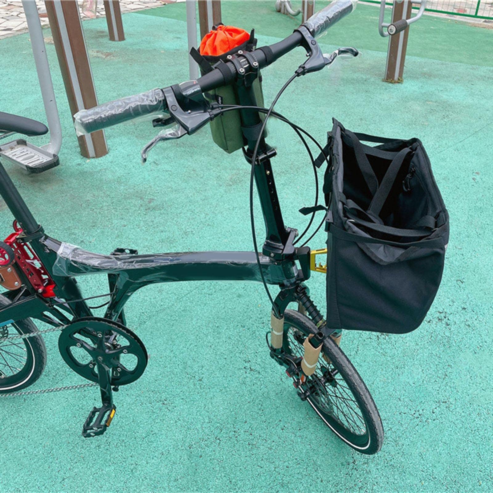 3 Stück Fahrrad Frontkorb Gepäckträgertasche Korb Rahmentasche mit Regenschutz aus Aluminiumlegierung Und Stoff für Einkaufen Outdoor
