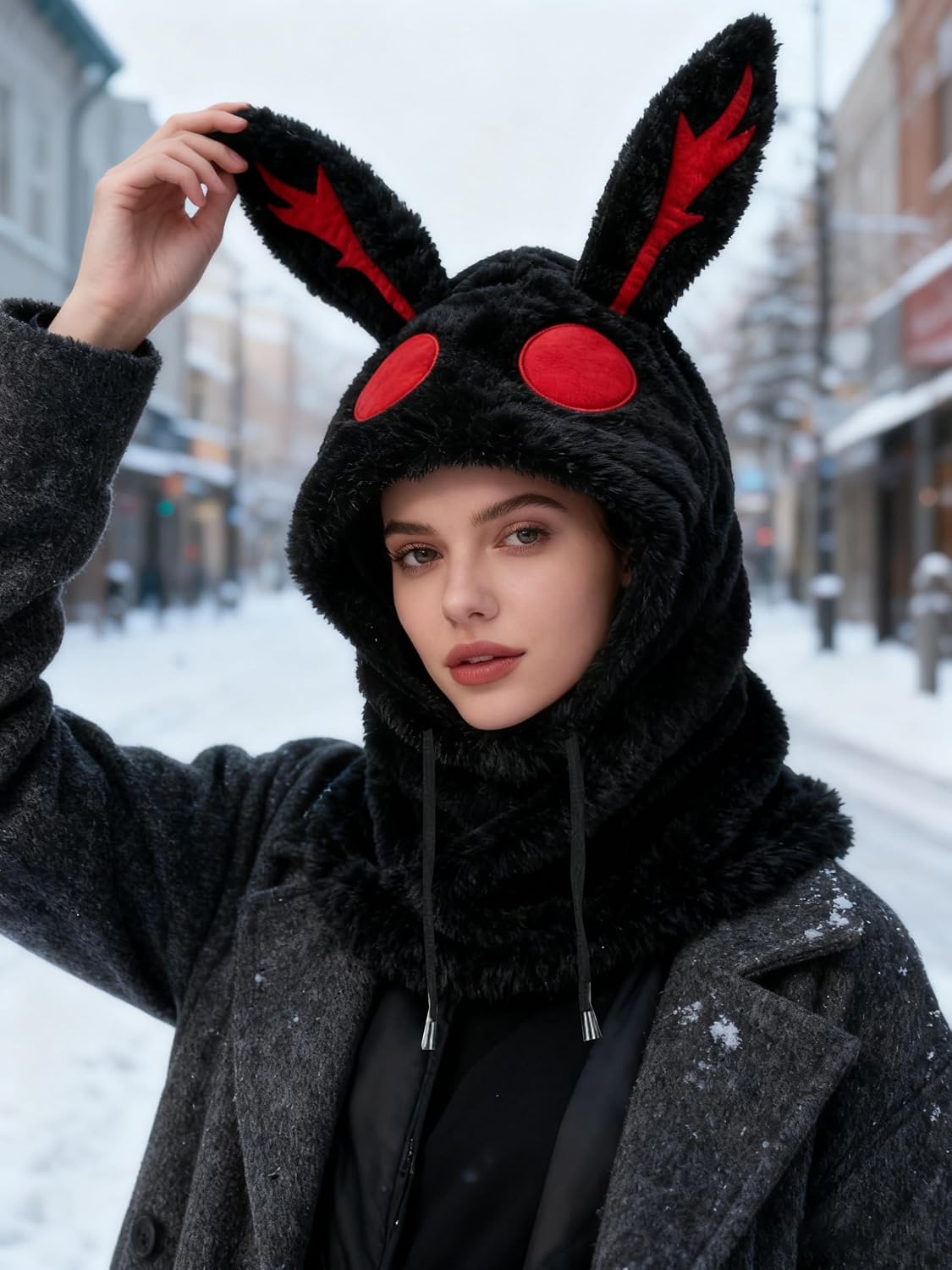 Mothman Hat Costume Balaclava Themed Cap, Halloween Funny Hats, Adult Ski Mask
