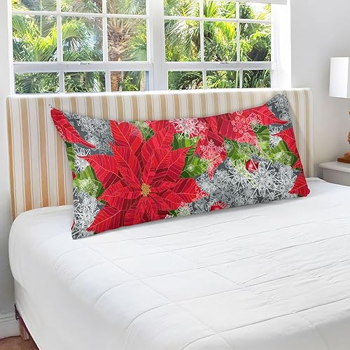 Miniatura 7 de Fundas de almohada de terciopelo con flores de pascua navideñas, fundas de almohada suaves, cómodas fundas de almohada decorativas para sofá, cama,
