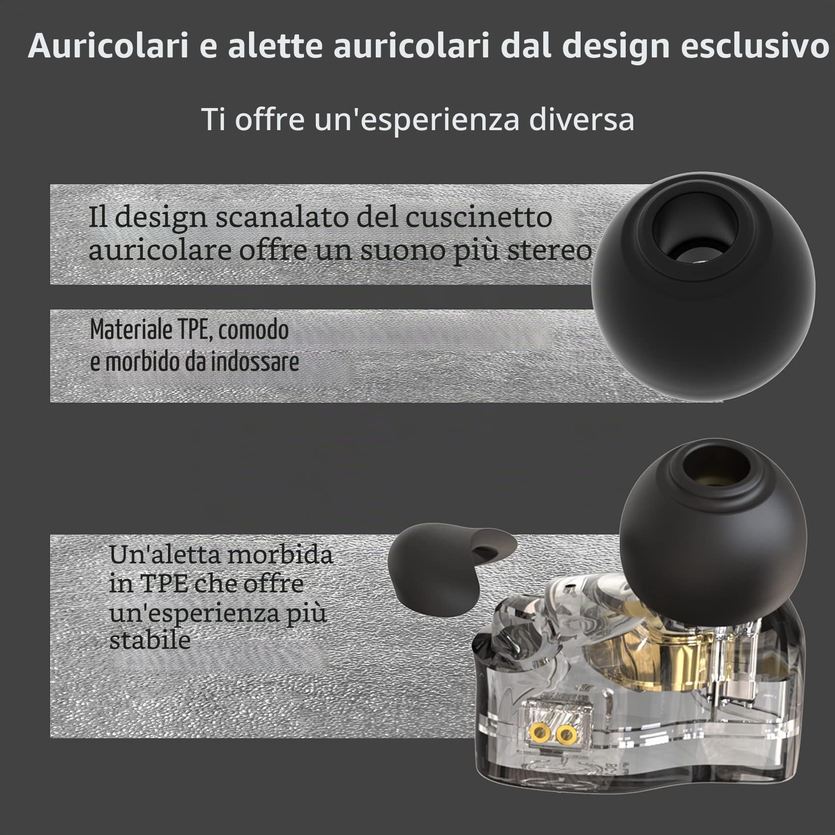 CCZ Melody Monitor In-Ear, cuffie in-ear cablate, cuffie senza microfono, IEM HiFi-Bass con 1DD 1BA, alette auricolari, cavo 4N OFC per musicisti, cantanti, batteristi, sul palco, studio