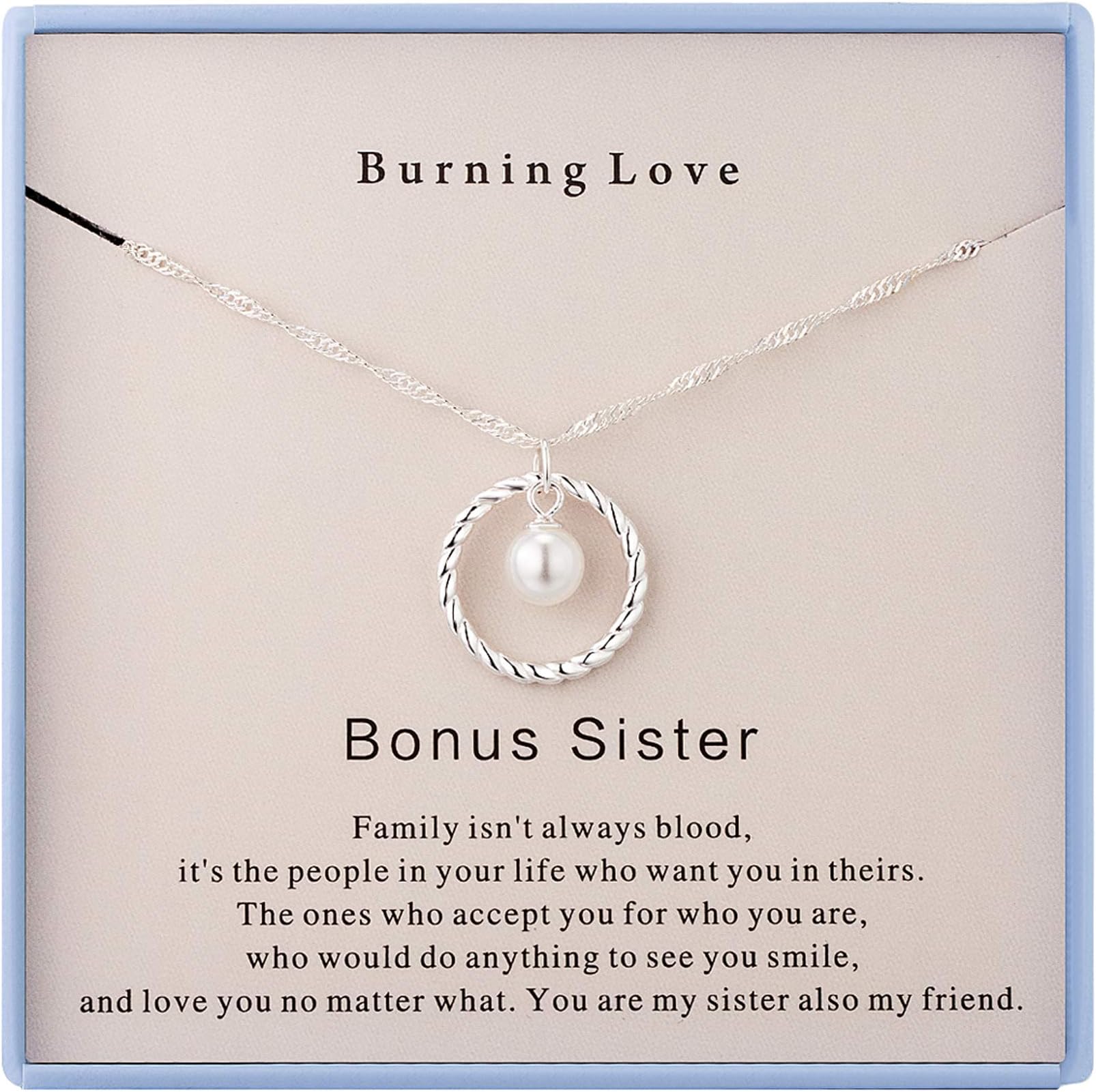 Burning Love Bonus Sister Gifts from Sister,Sterling Silver Round Circle Necklace for Sister Birthday Gifts for Women Girls Best Friend Necklaces Jewelry