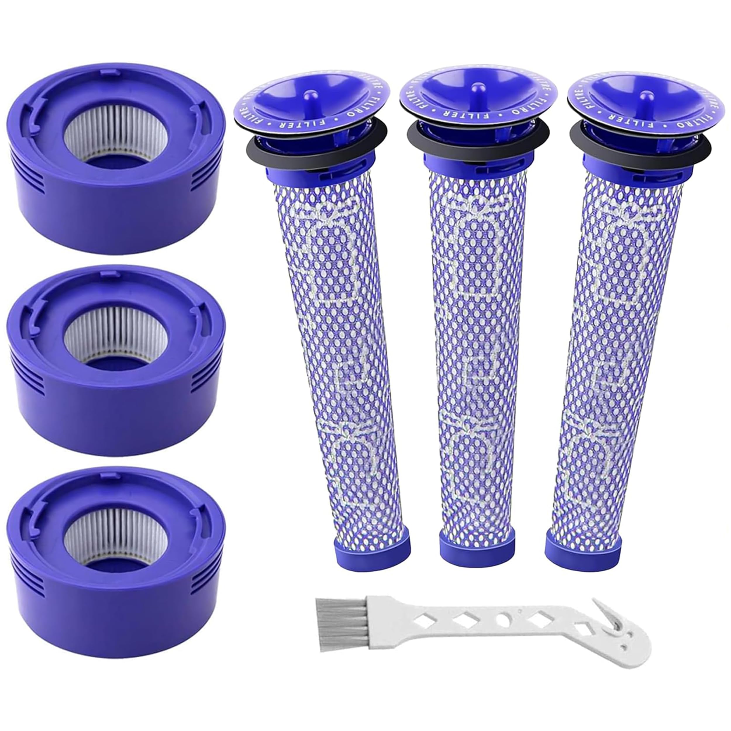 Unikstone 6 Pack Vacuum Filter Replacement Kit for Dyson V8+, V8, V7 Absolute Animal Motorhead Vacuums, 3 HEPA Post Filter & 3 Pre Filter, Replaces Part # 965661-01 & 967478-01