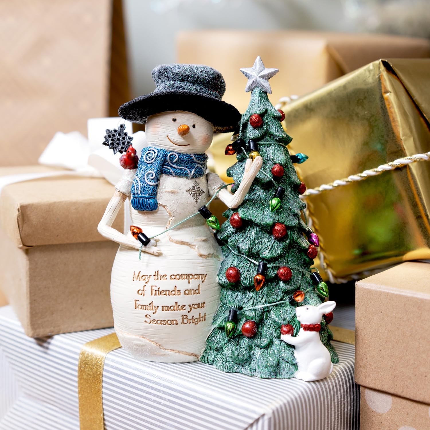 Pavilion - Figura de muñeco de nieve de 5 pulgadas, estatua esculpida pintada a mano, árbol decorativo de muñeco de nieve, decoración de invierno, decoración de árbol de Navidad, 1 unidad