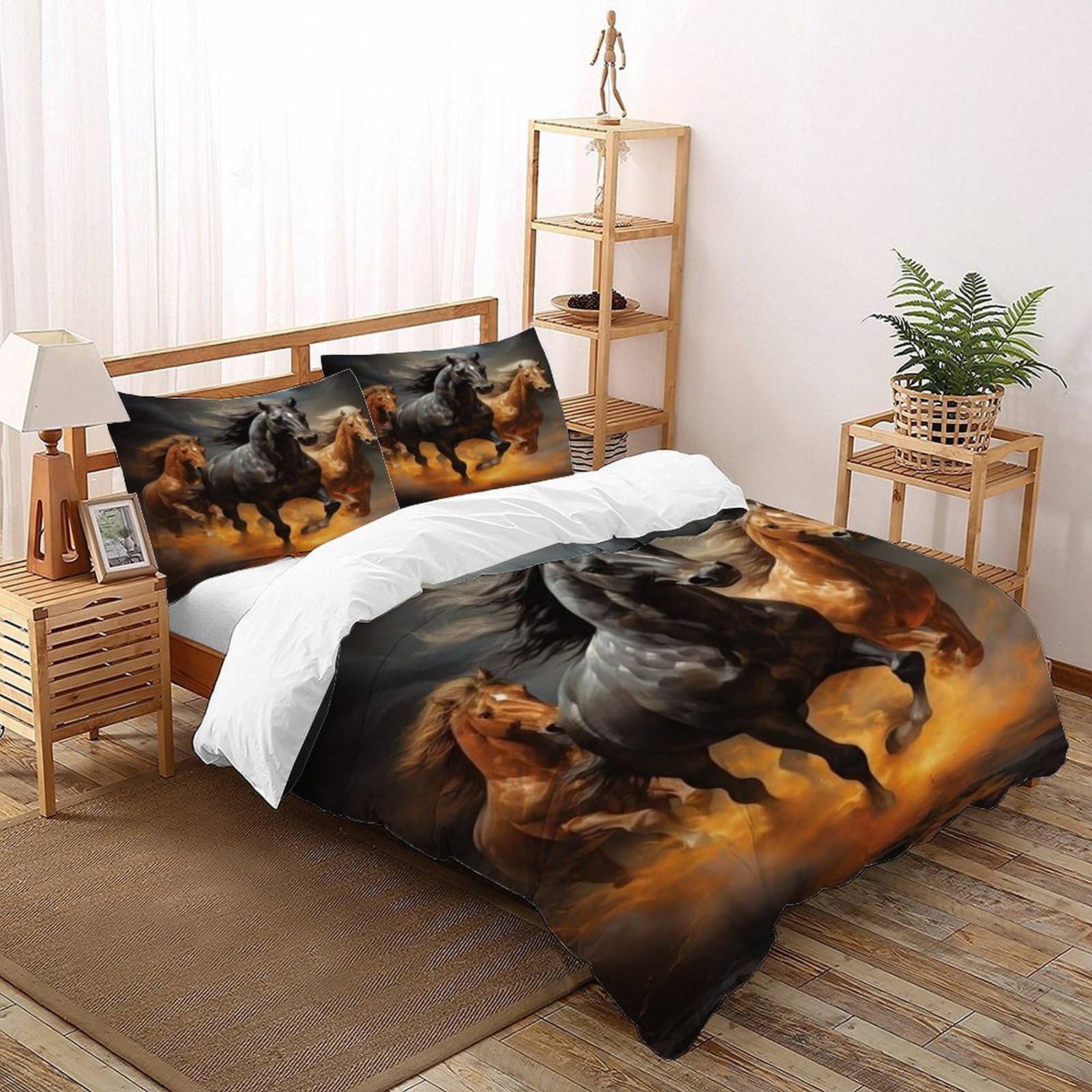 Parure de lit lion 135x200 microfibre anti-plis housse de couette animaux lit simple