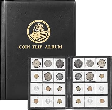 MUDOR Coin Flips 2x2 Holder Album, 120 Pockets Coin Cardboard Storage Book, Empty Coin Flips Album, Coin Collection Supplies for Collectors