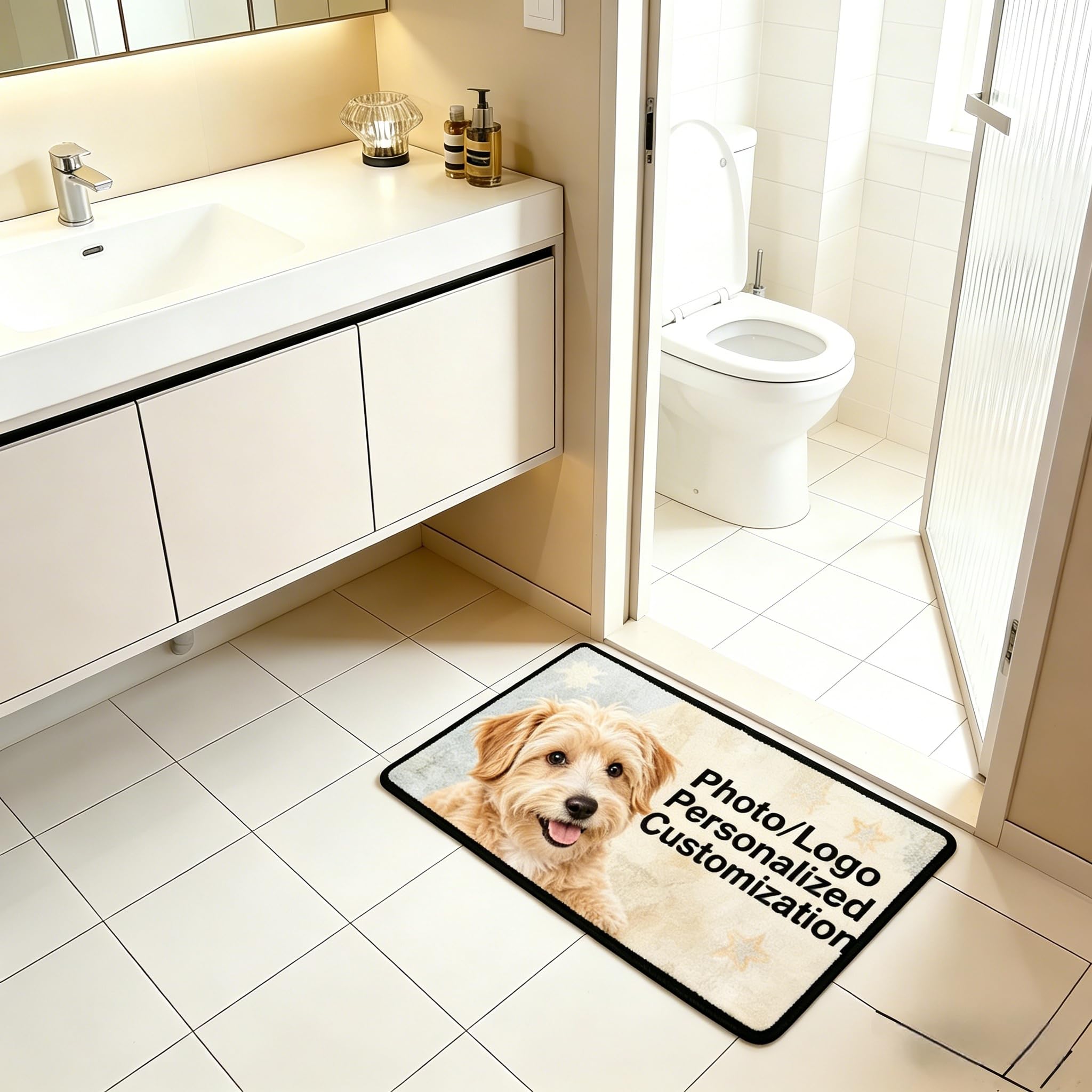 Zerbino Personalizzato 50x75 cm, Regalo Perfetto Festa della Mamma, Con Foto Testo Antiscivolo Lavabile in Lavatrice, Amico di Cani e Animali, Interno ed Esterno