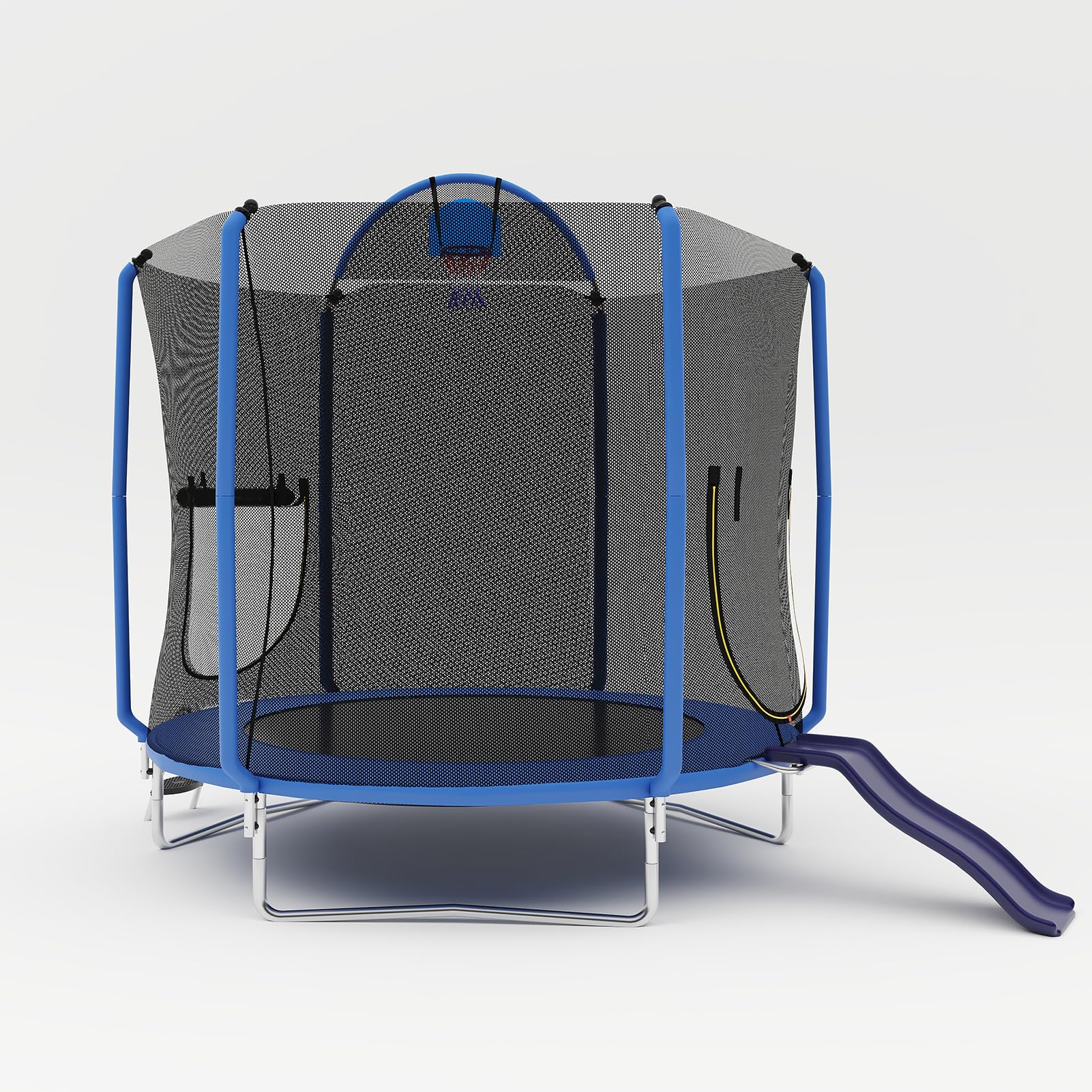 APTILTON 7FT/10FT Trampoline with Slide, Safety Enclosure Net, Jumping Mat, Safety Pad, and Ladder – Kids Hexagonal Trampoline for Indoor & Outdoor Use for Toddlers and Children (10FT)