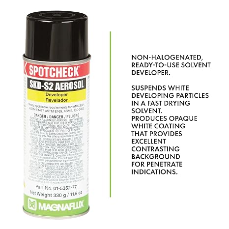 Magnaflux 01-5352-77 Spotcheck SKD-S2 Solvent Developer، 11.6 oz. (حزمة من 12)