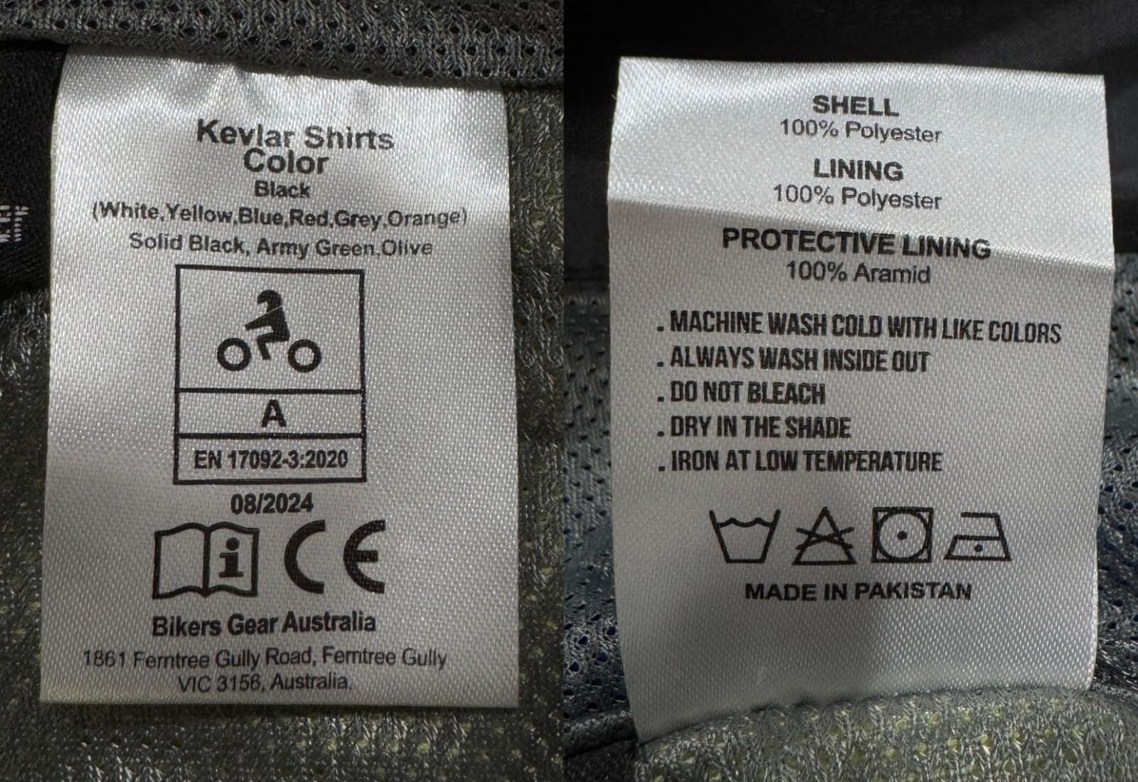 Bikers Gear - Giacca da moto in Kevlar da 280 g/m², in aramide Dupont™ Kevlar® con protezione CE