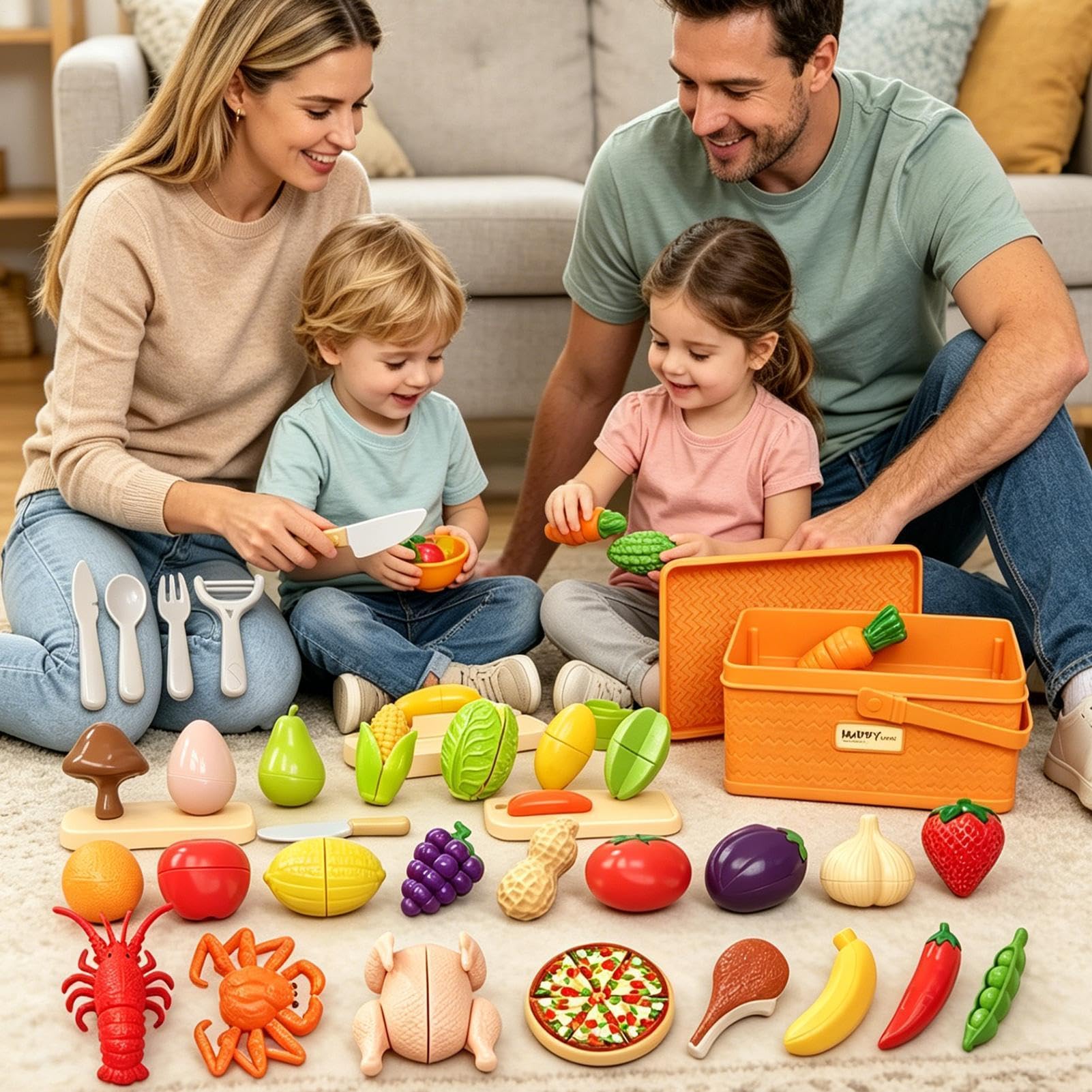 Juego de Cocina Infantil con Alimentos de - Desarrolla Habilidades Motoras Finas con - Comida- Cocina Infantil,para Niños Niñas Preescolares Hogar Viaje Guardería