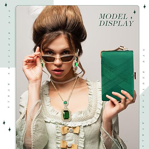 Vista 8 de Jadive Juego de 3 monederos de mano para mujer, bolso de noche, para boda, vintage, banquete, aretes, collar