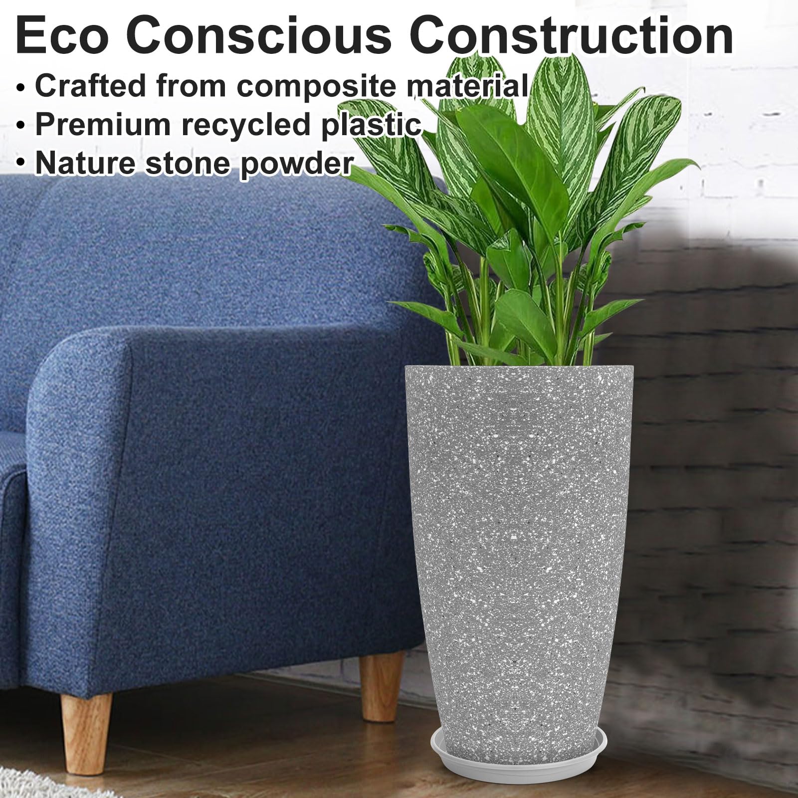 Amazon.co.jp: トールフラワーポット 屋内 - 屋外 植木鉢 - グレー