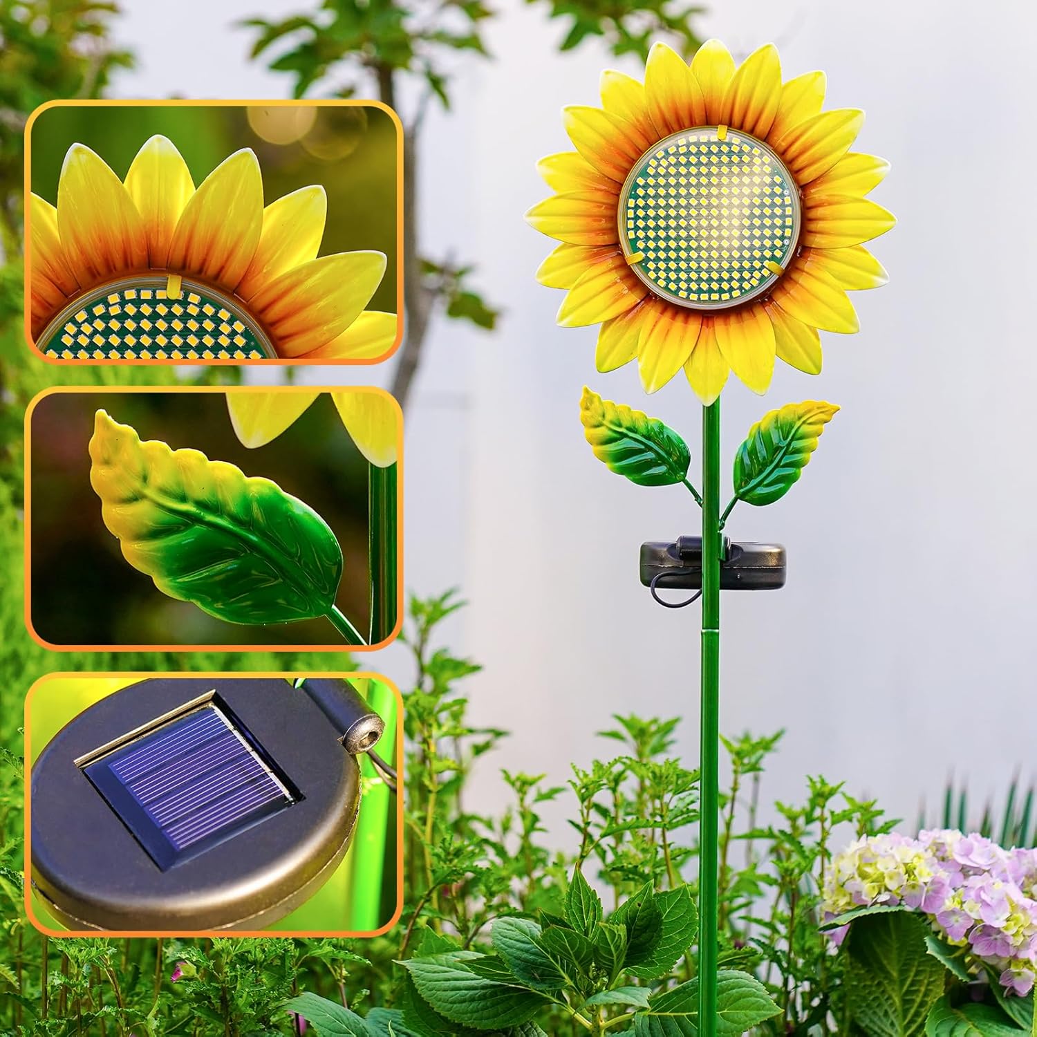 Solar Sunflower Garden Stake Lights, Waterproof LED Outdoor Decorative Lights for Yard Patio Lawn, Unique Birthday Gift for Mom Grandma, Garden Gift for Plant Lovers