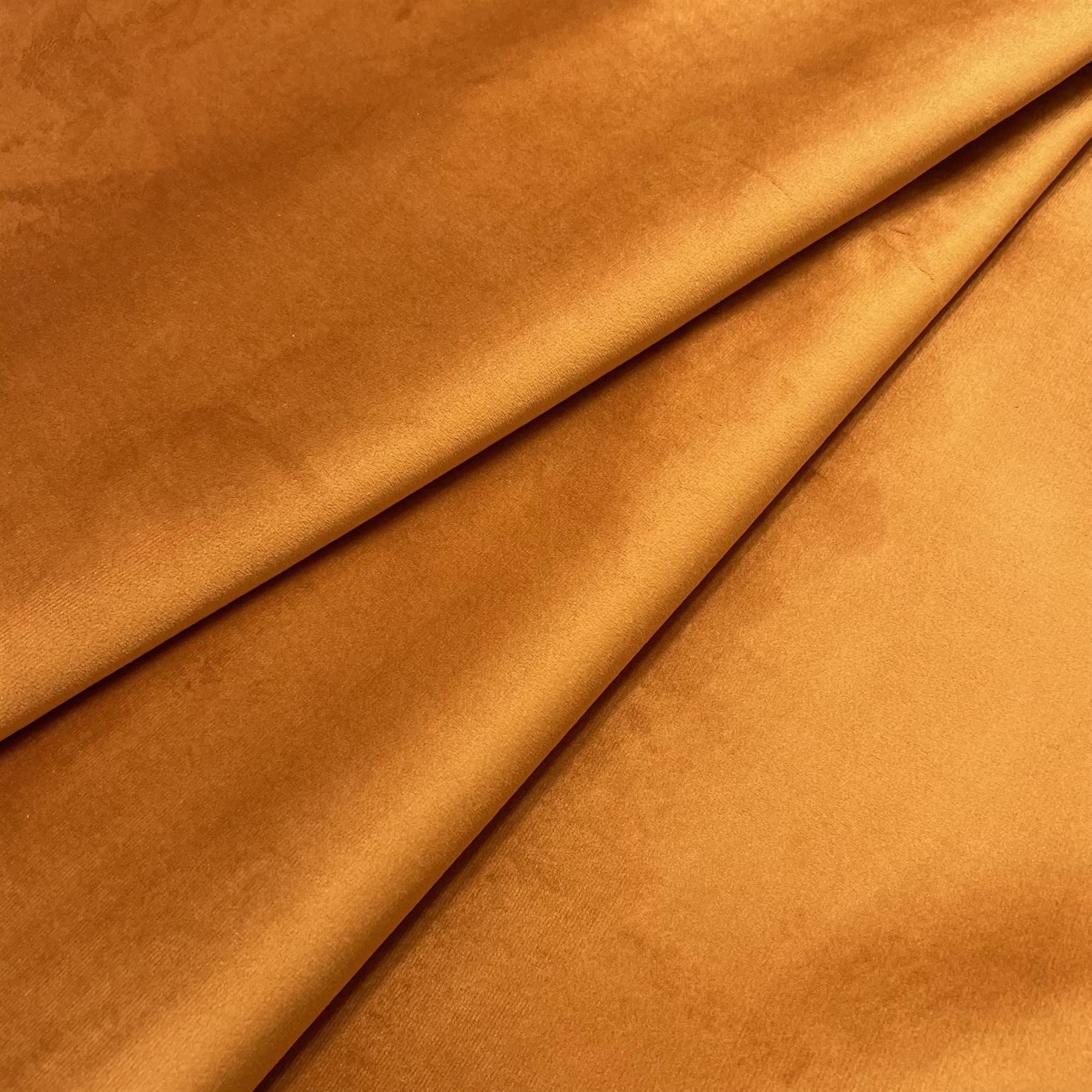 Regents Lux Soft Touch Plain Velvet Fire Retardant Plush Low Velour Cushion Sofa Upholstery Fabric Sold by The Metre - Orange - 5 Metres