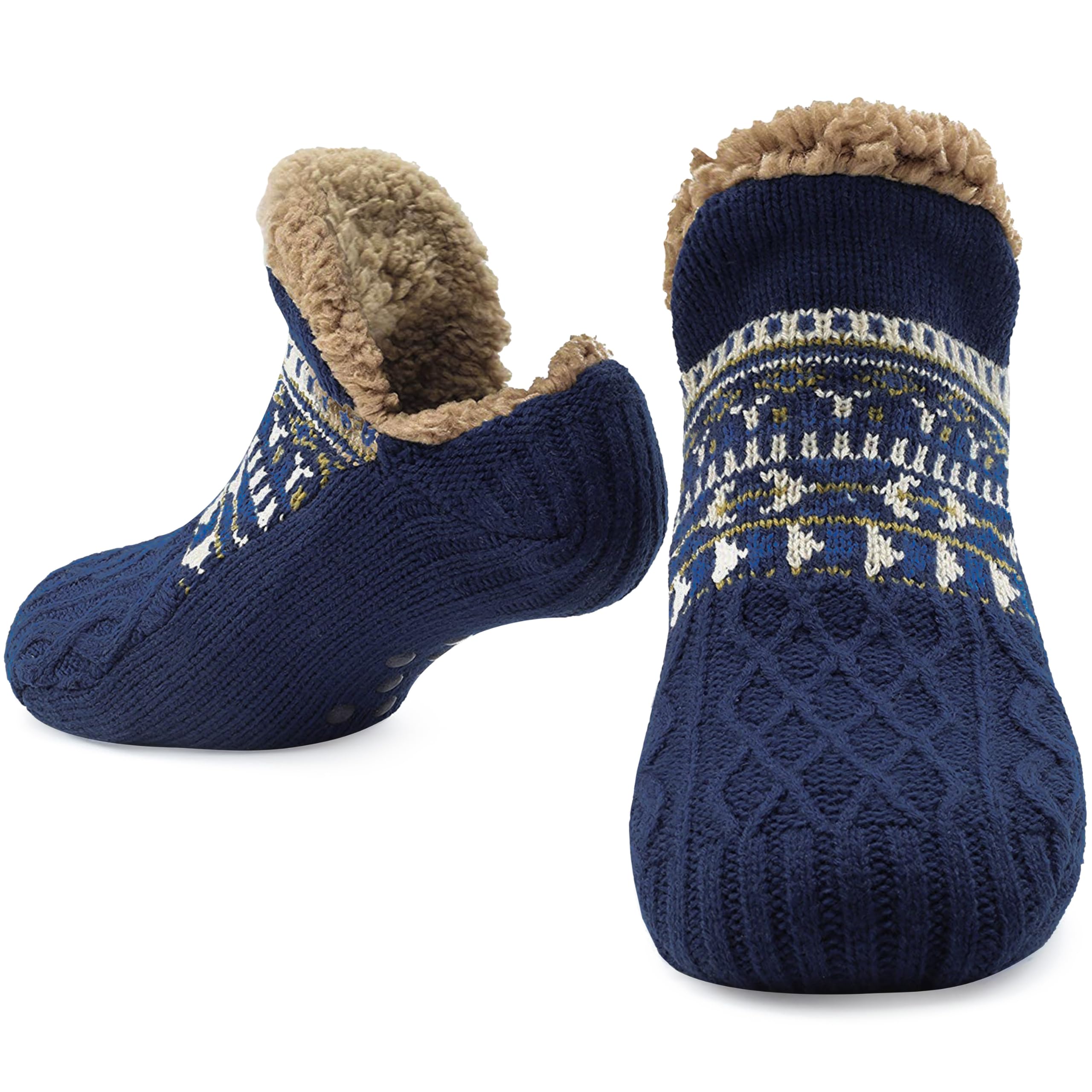 CityComfort Slipper Socks for Men & Teens Size 6–9.5, Cozy Non Slip Socks with Sherpa Lining and Grip, Warm Gift for Him