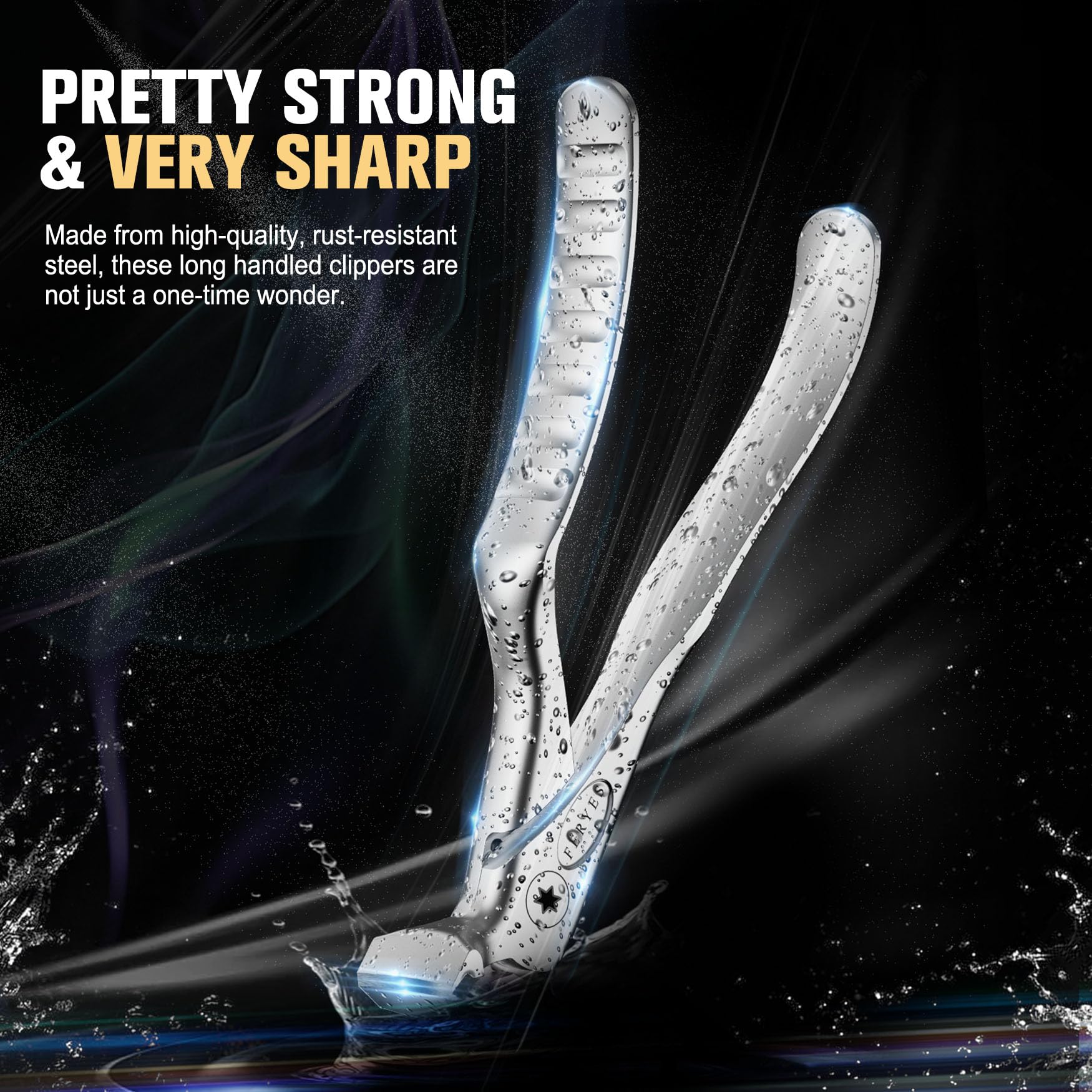 FERYES Ergonomiczny, antypoślizgowy obcinacz do paznokci z długim uchwytem dla seniorów, unikalna zakrzywiona głowa szeroka szczęka, obcinacz do paznokci u stóp i paznokci