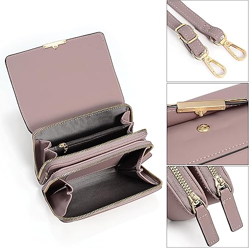 Miniatura 4 de UTO Bolso bandolera pequeño para mujer, bolsa para teléfono celular, tarjetero con cartera con cartera de muñeca y bolsos