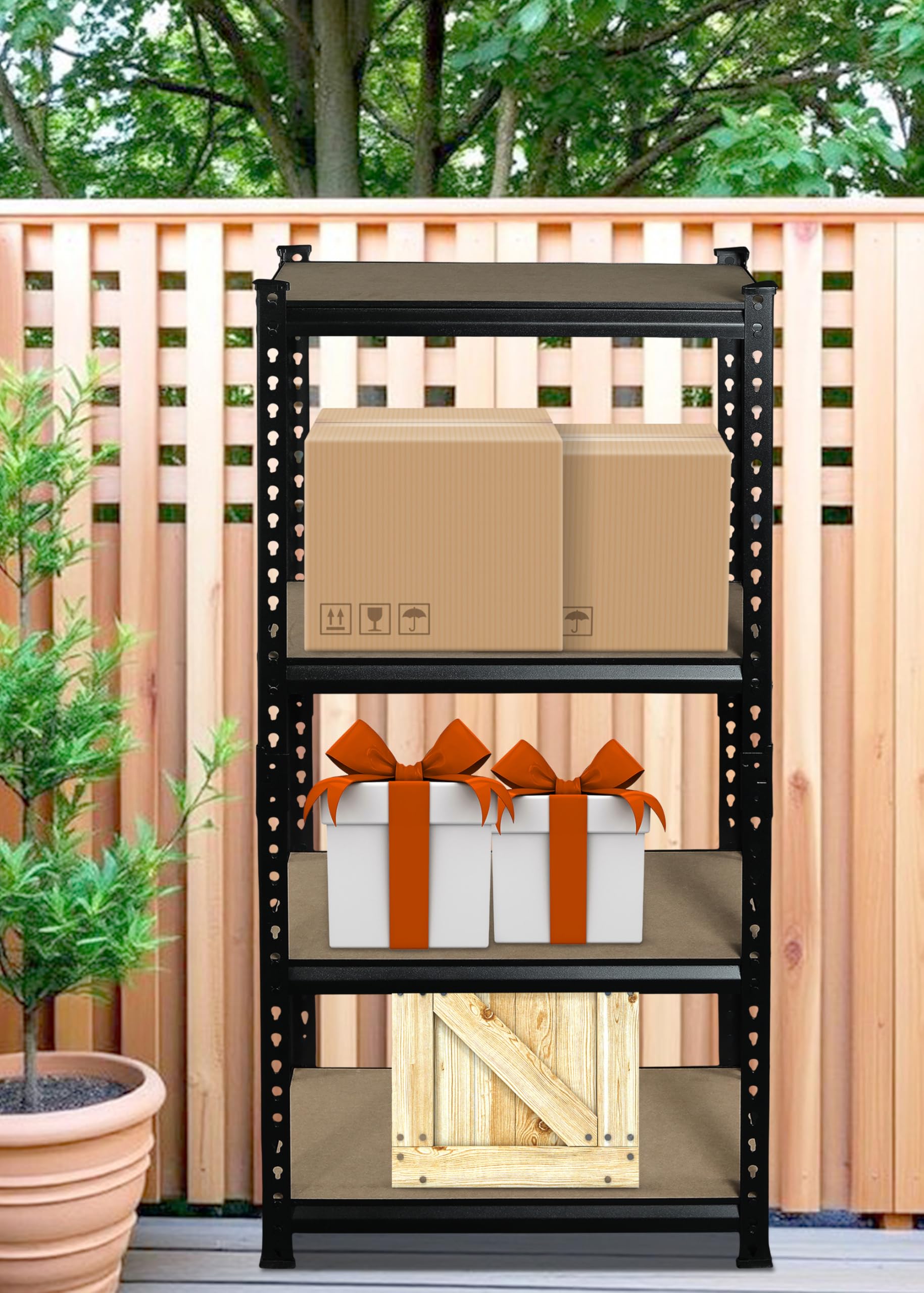 NE Furniture Iron Rack Shelf for Home Storage Engineered Wood