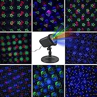 Vista 4 de Luces de Navidad láser RGB para interiores y exteriores, 3 colores, múltiples patrones, impermeables con control remoto, para decoración navideña