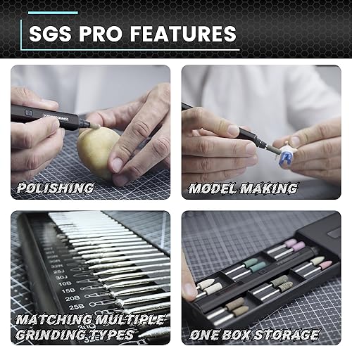 Miniatura 6 de AM ARROWMAX Mini bolígrafo de grabado con 42 puntas  Herramienta rotativa de control de movimiento inteligente, OLED, Bluetooth, aplicación, carga