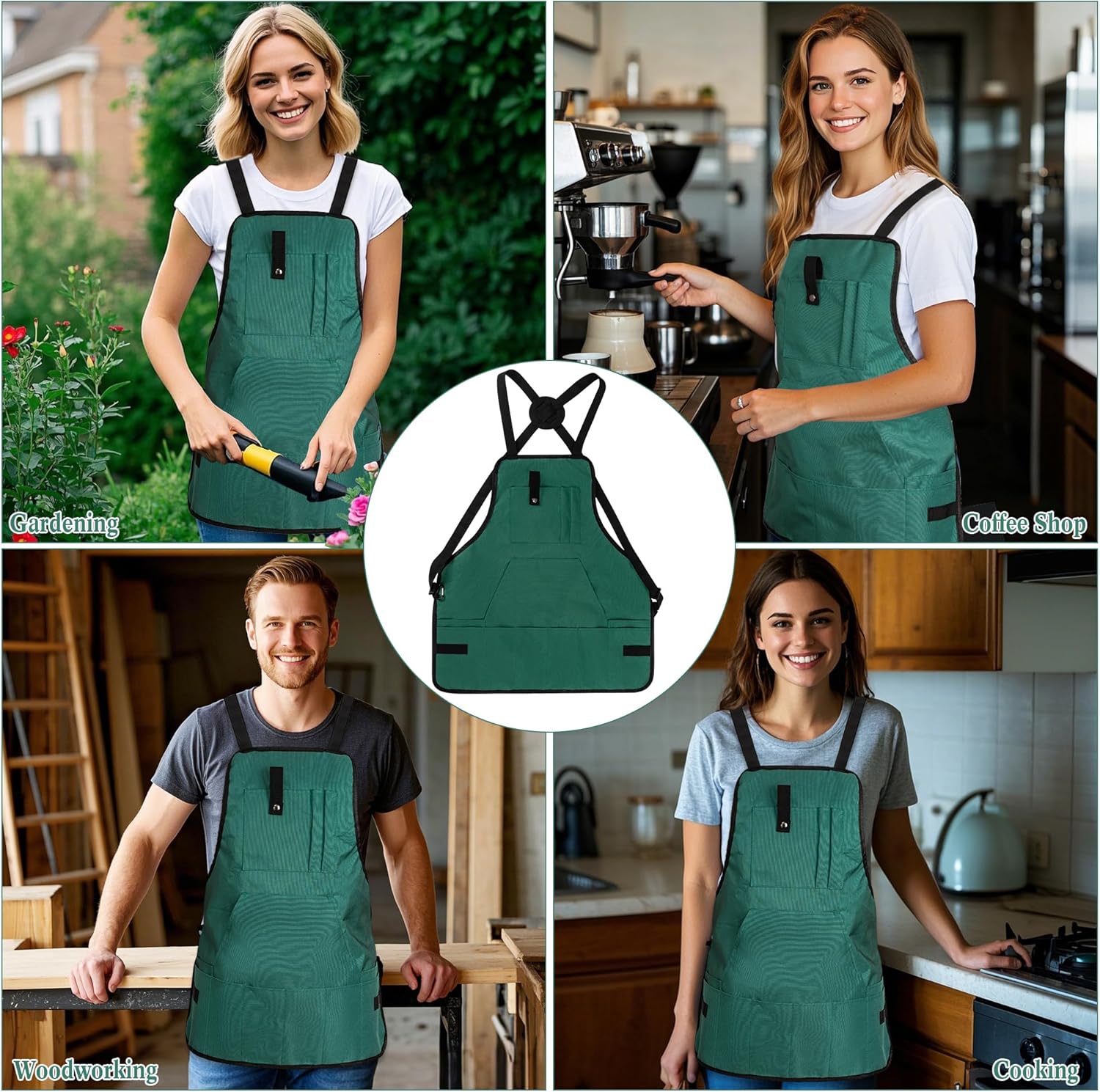 Gardening Apron, Garden Apron for Women with Pockets, Waterproof 600D Heavy Duty Cross Back Work Tool Aprons for Men Gardeners Painting - Image 7