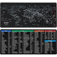 Black World Map & Keyboard Shortcuts Mouse Pads 35.4 X 15.7X 0.12inches