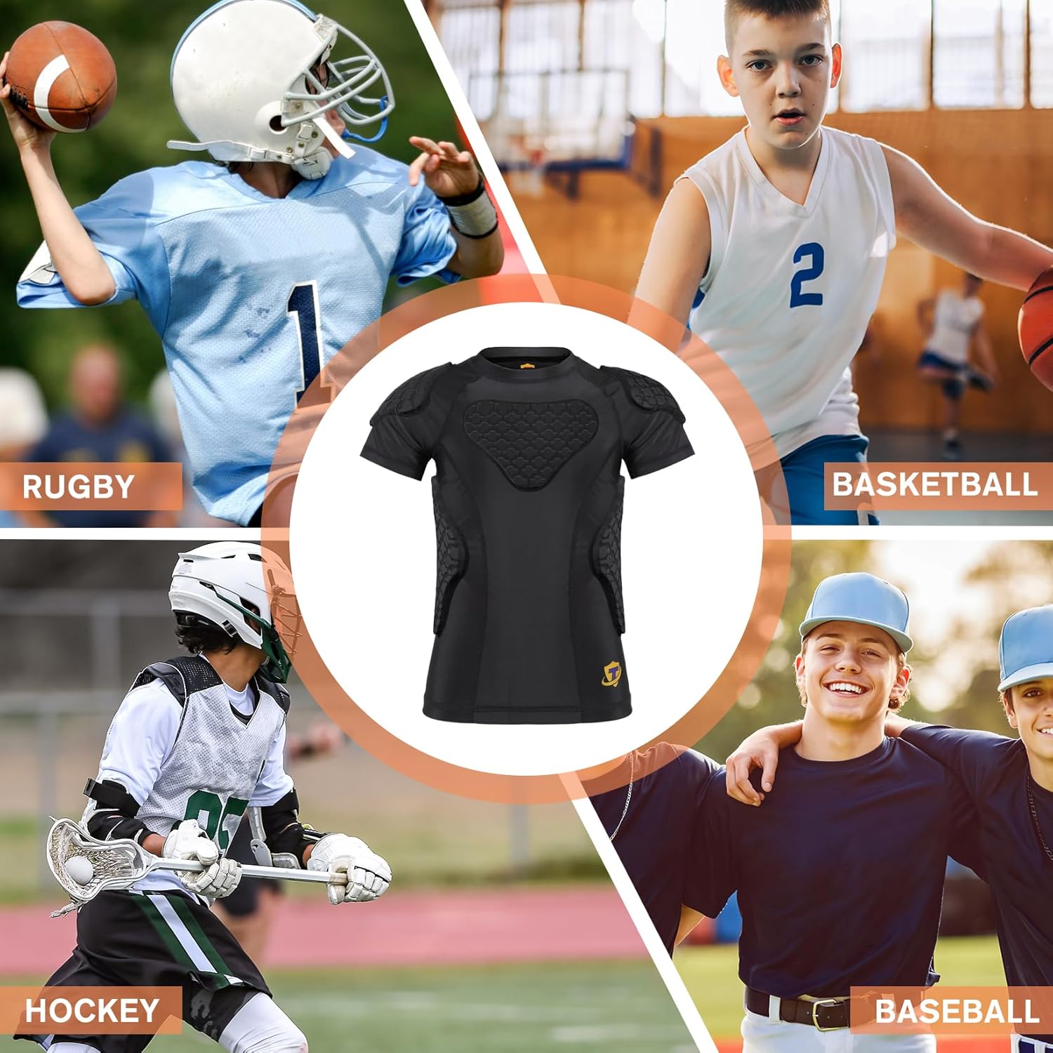 10MM EVA Foam Protective Vest for Kids - Youth Padded Shirt for Football, Baseball, Hockey Sleeveless Chest Protector with Rib, Sternum & Back Guards Moisture Wicking & Breathable