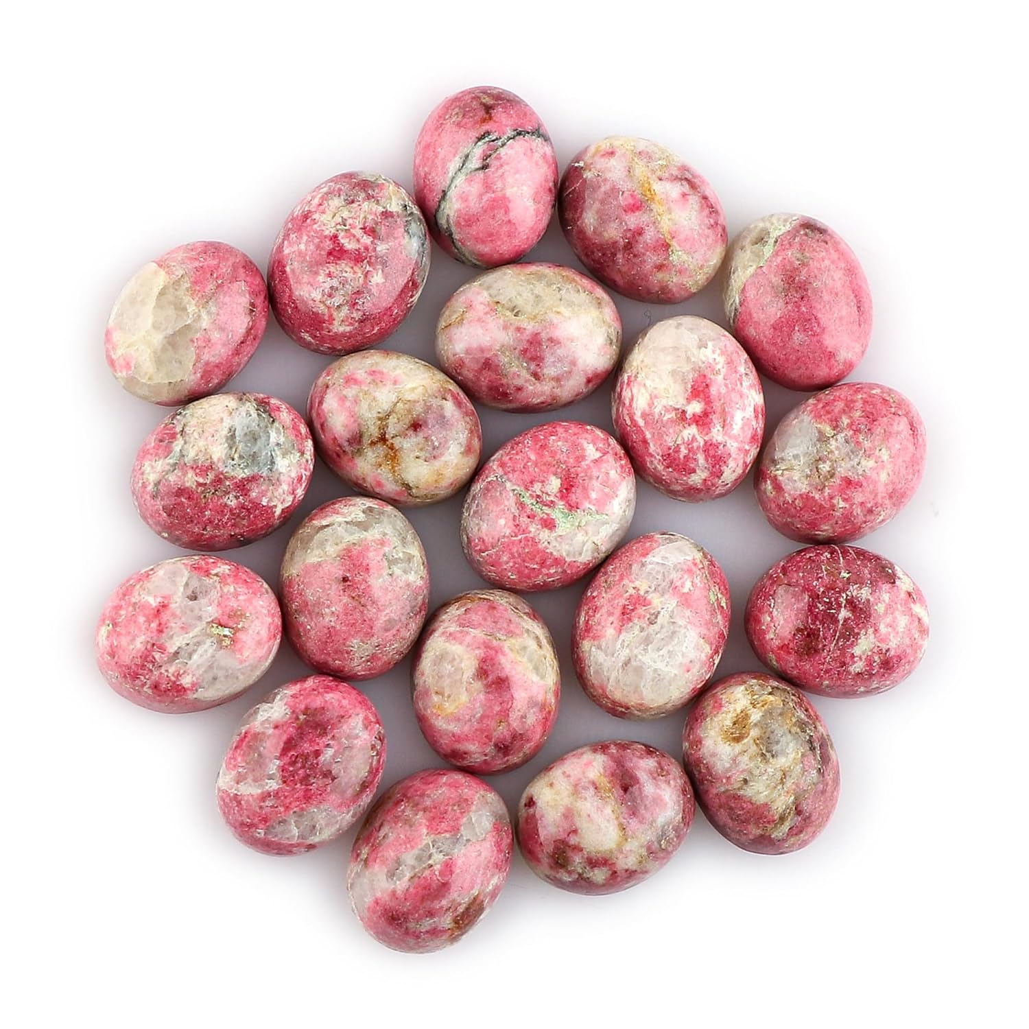 CRYSTALIS Wholesale 20pcs Natural Thulite Loose Gemstone Bulk Cabochons Jewelry Making Supply, Chakra & Healing Polished Stones, Wire Wrapping, DIY, Gem Collection