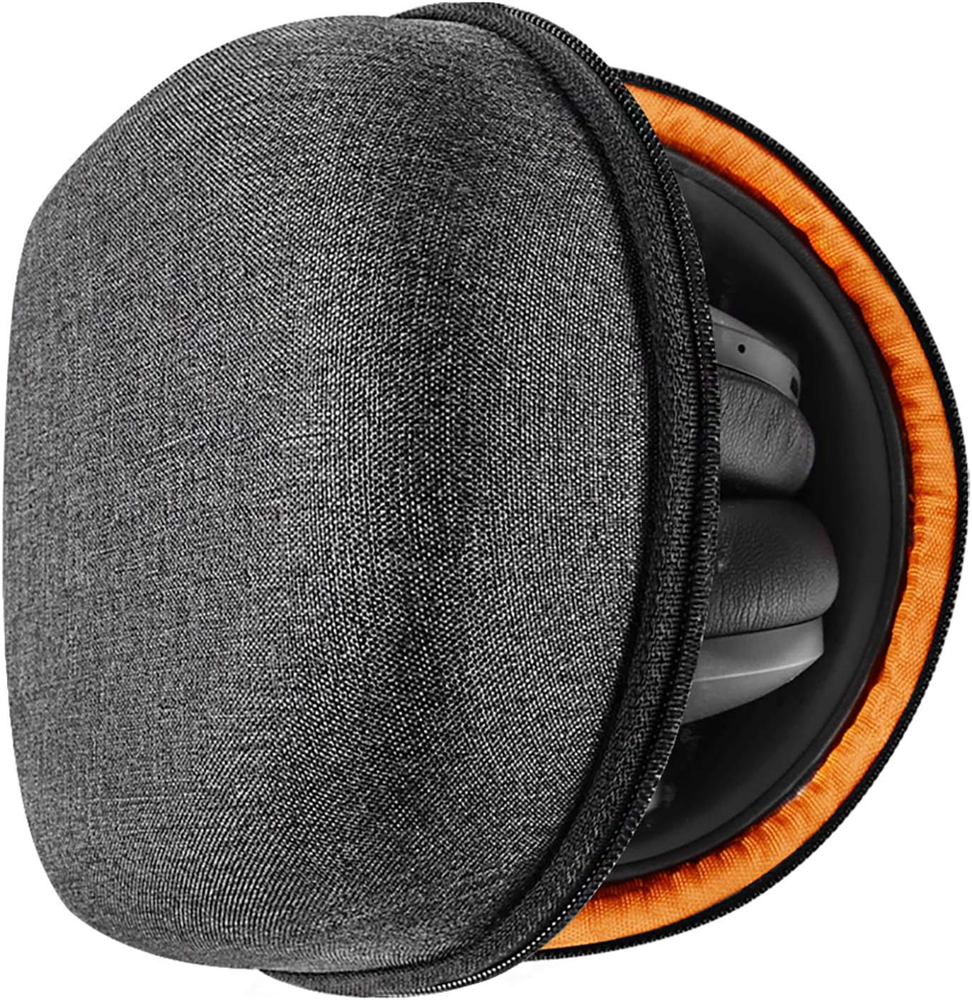 Geekria Shield Headphones Case Compatible with JLab Go Lux ANC, V-Moda Crossfade 3, Replacement Hard Shell Travel Carrying Bag with Cable Storage (Dark Grey)