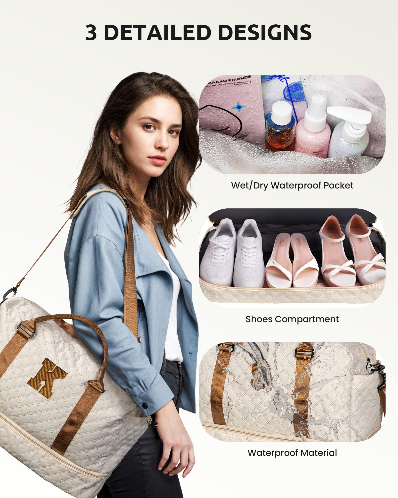 Mom Gifts-Women Birthday Gifts-Graduation Gifts for Teenage Girls-Personalized Duffle Bag with Shoe Compartment, Kids Overnight Bag,Travel Weekend Bag, Gift for Women Friend Niece (Letter A)