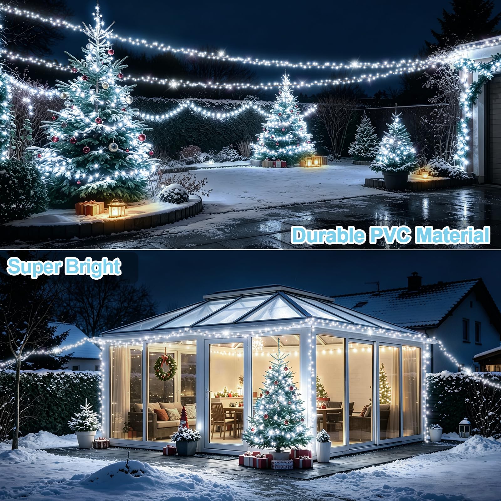 42m 1400 LED Lichterkette Außen Weiß Lichterkette Outdoor Wasserdicht 8 Modi mit Fernbedienung und Timer, Lichterkette Innen für Party Hochzeit Ostern Garten Balkon Weihnachtsbaum deko