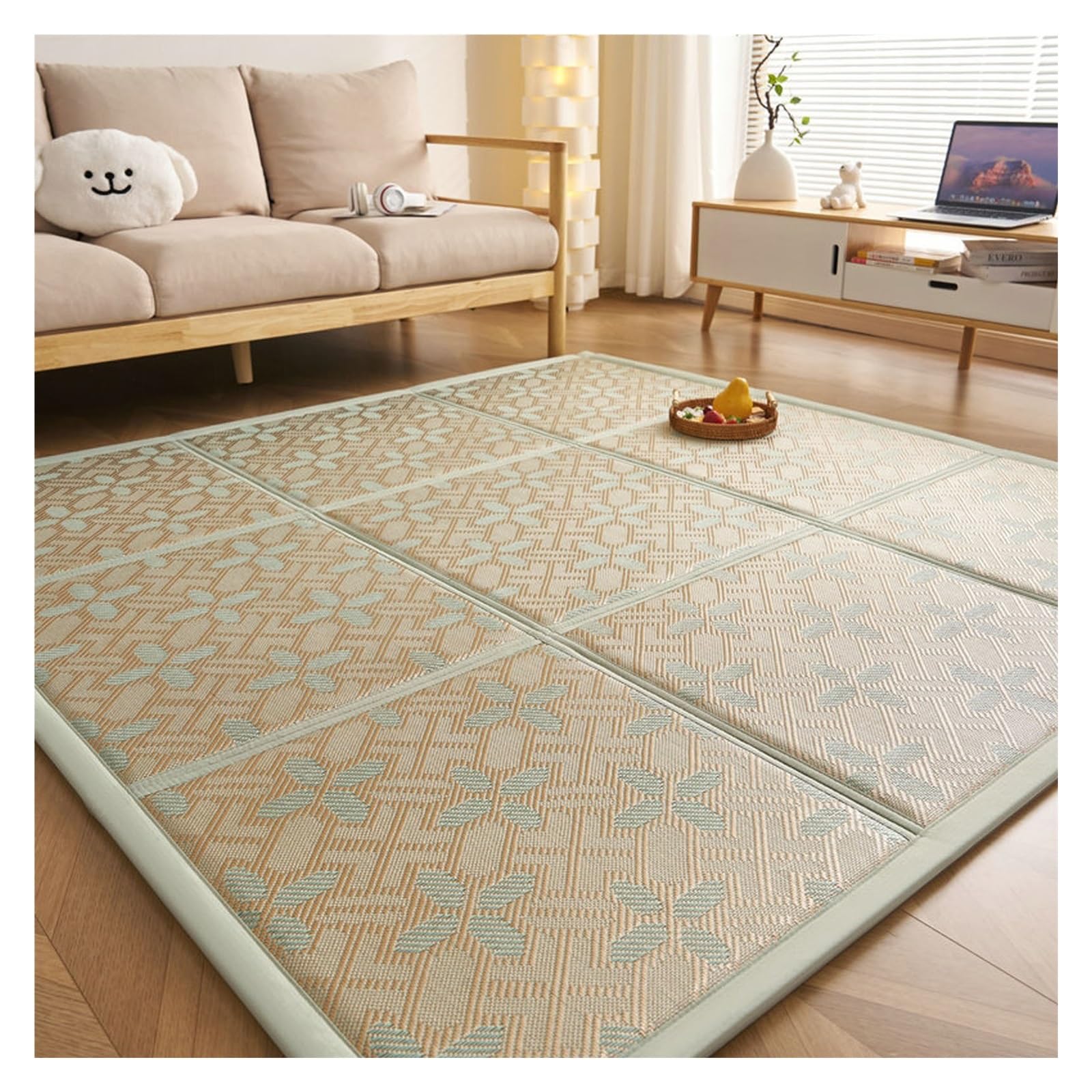Tappetino Gattonare Tatami Pieghevole Tappeto Gioco Tappeti Materasso(Green,120x120cm)