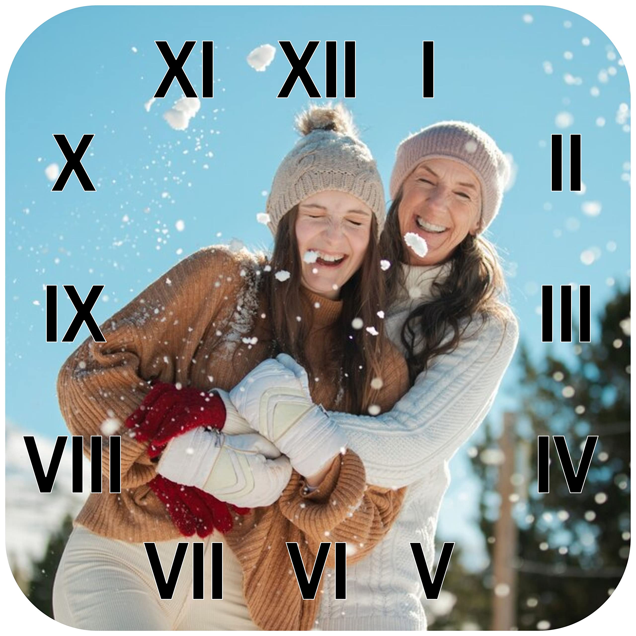 Unique Personalised Photo Clock - Your Image Printed on the Clock - Size 30cm Square Wall mountable with Roman Numerals - Family, Pets, Cars etc