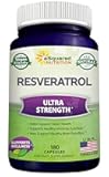 100% Natural Resveratrol - 1000mg Per Serving Max Strength (180 Capsules) Antioxidant Supplement, Trans-Resveratrol Pills for Heart Health & Pure, Polyphenols