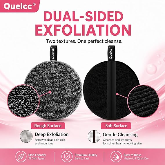 2 Pack Exfoliating Body Scrubber, Shower Exfoliator for Remove Dead Skin, Bath and Body Scrub Buffer, Gentle and Rough Lightweight Sponge for Shower, Cleansing, Exfoliating