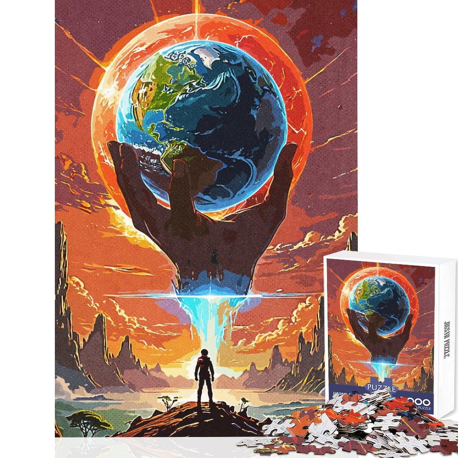 Magical Earth Jigsaw 1000 Pieces for Adults Brain Focus Fun Premium Laser Cut Quality Unique Gift for Stress Relief 38x52cm