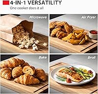 Vista 3 de Toshiba Horno de microondas freidora de aire combo 4 en 1 para encimera, sensor inteligente, convección, función silenciosa, memoria de posición