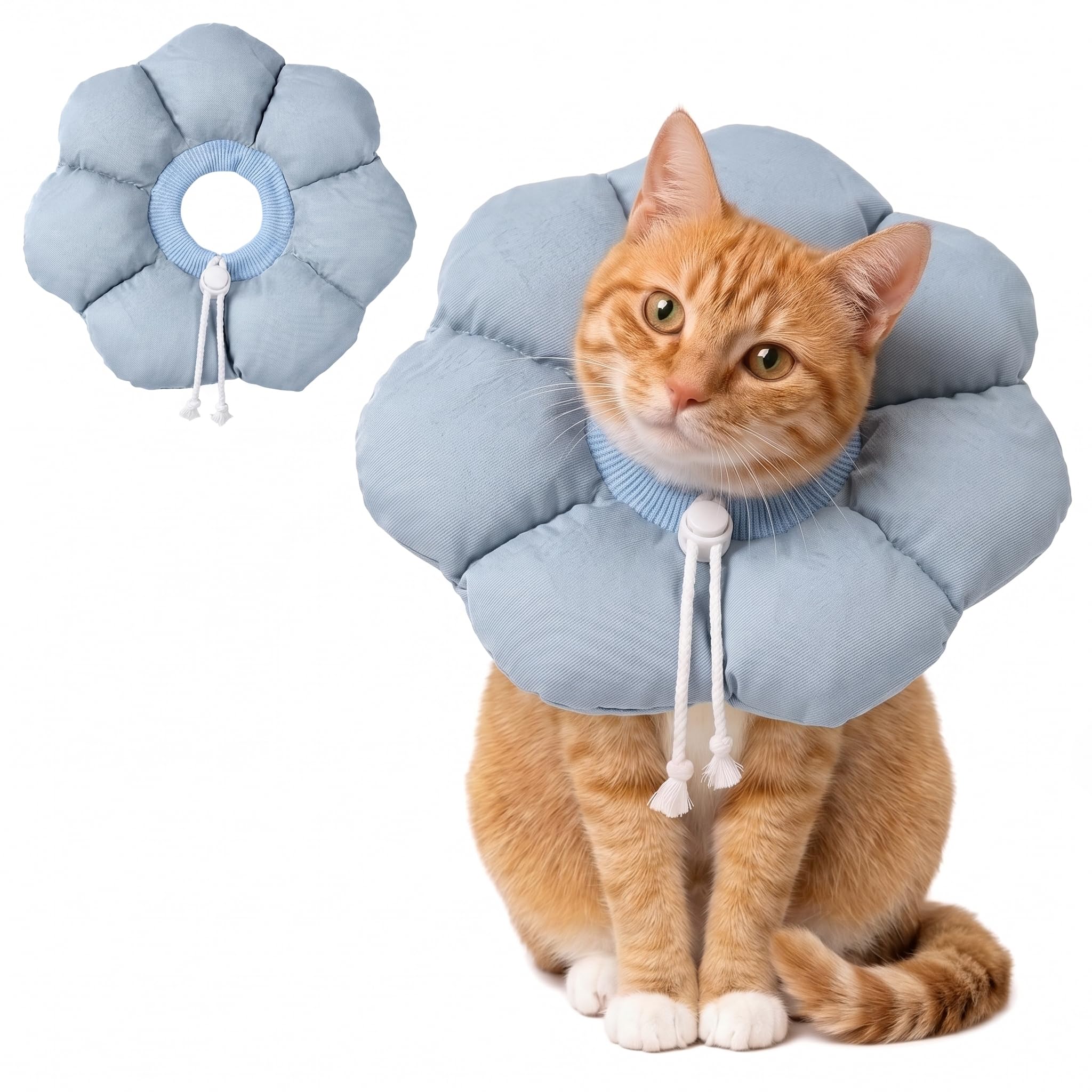 Avont Soft Cat Cone L Grayishblue Post-Surgery Anti-Lick Adjustable