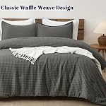 PHF Ultra Soft Waffle Weave Comforter Set Queen Size, 3 Pieces Lightweight Breathable Comfy Bedding Set, Comfy Textured 1 Comforter with 2 Pillow Shams, Grey