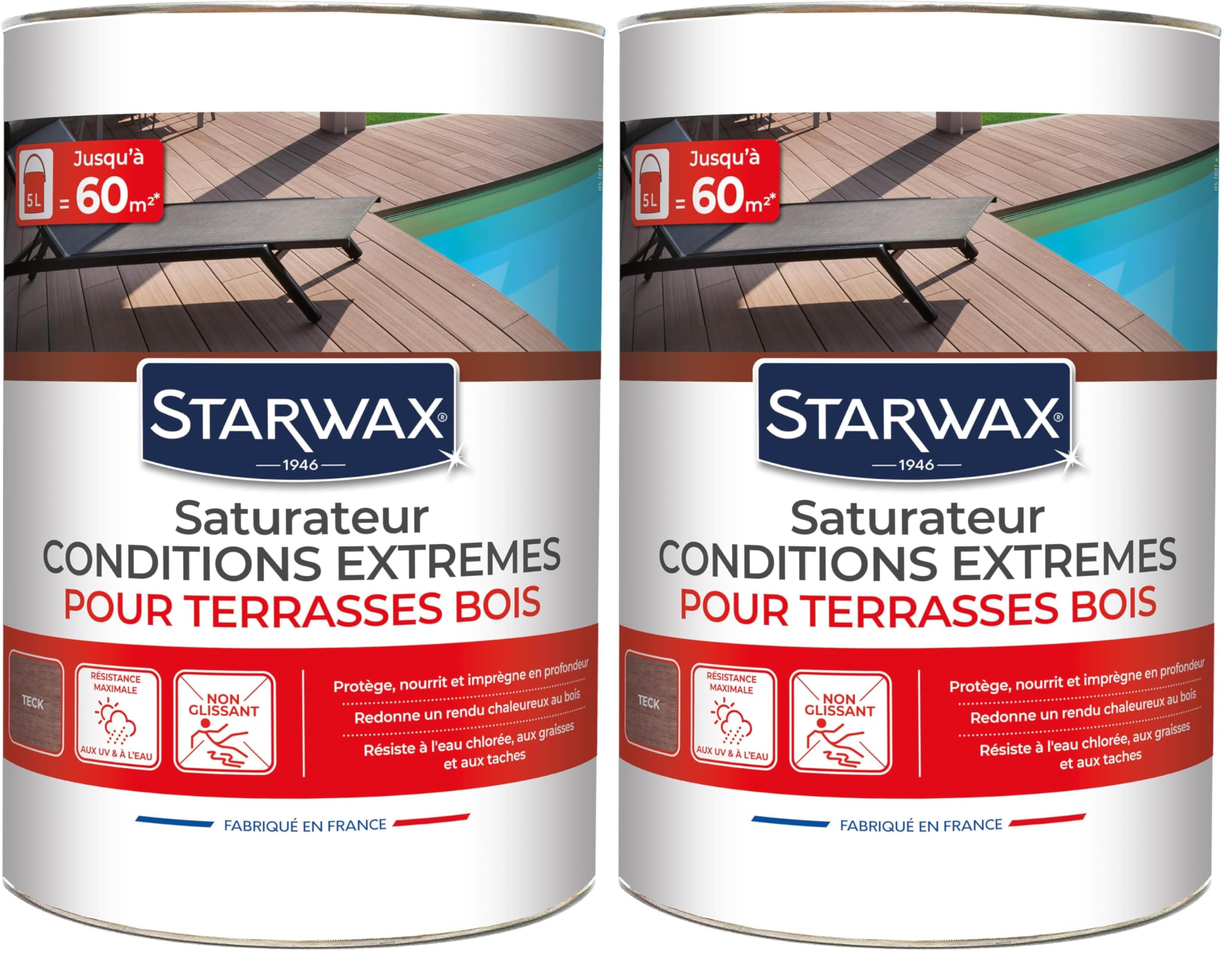 Saturateur haute protection STARWAX bois teck nourrit et sublime vos terrasses pack 5L
