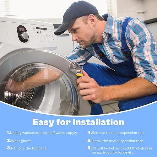 Miniatura 6 de Varillas de suspensión mejoradas DC97-16350U DC97-16350T para lavadora Samsung de carga superior WA50R5200AW WA50R5400AVEE. UU., Reemplazan