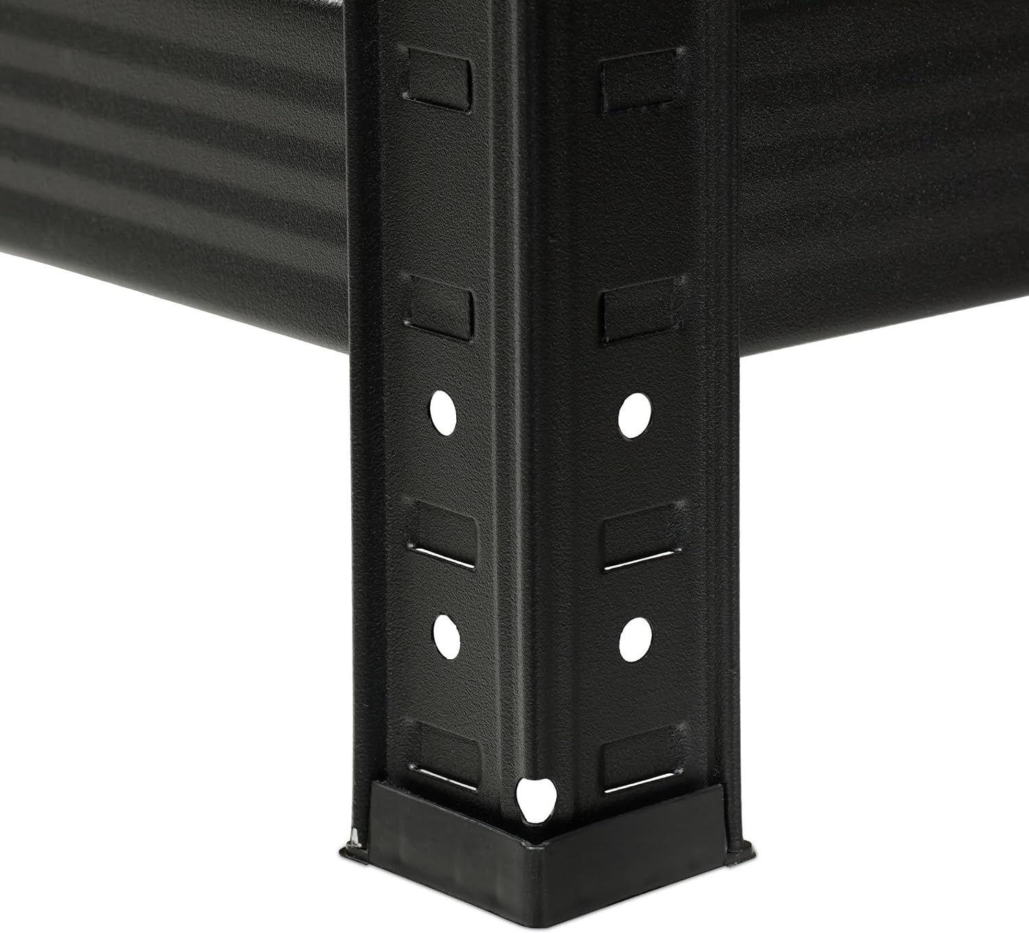 Close-up of a plastic foot attached to the base of an upright