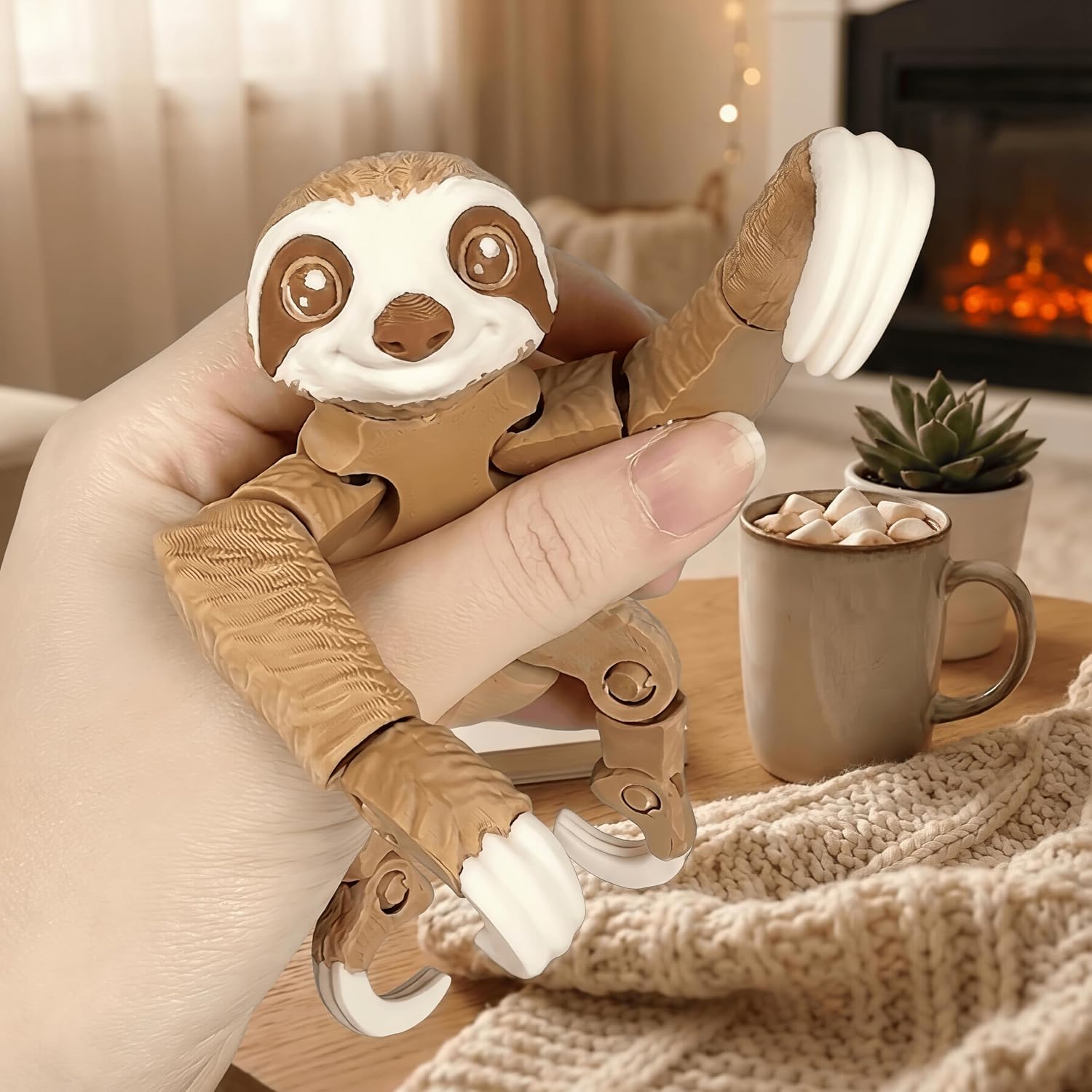 3D Printed Animals - Articulated Sloth, Movable Joints, Flexible Animals Toy Statue, Desk Home Office Decor, Birthday Halloween Christmas Gifts