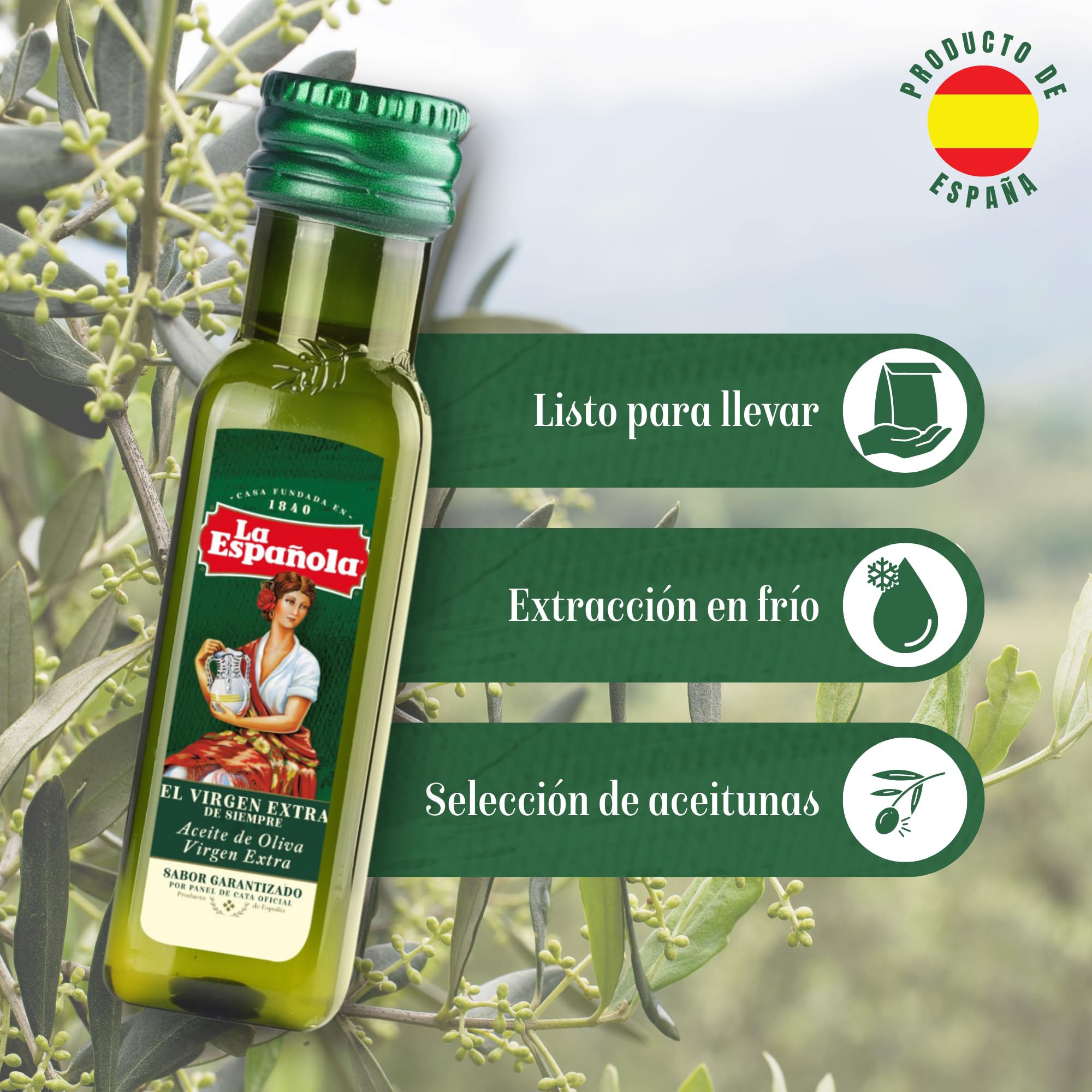 LA ESPAÑOLA- Aceite de Oliva Virgen Extra 200 Monodosis. Miniaturas Individuales de 20ml para Hostelería y Regalar en Bodas o Eventos.