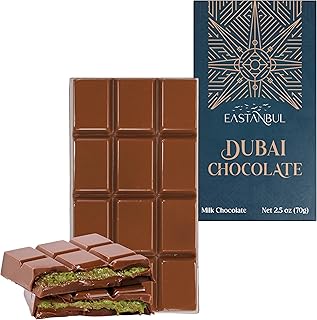Eastanbul Dubai Chocolate Bar Pistachio, 2.5oz Mini Treat, Premium Pistachio Dubai Chocolate Bar, Viral Candy with Shredded Phyllo Dough, Knafeh, Gift Box