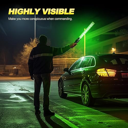 Miniatura 21 de Varita de luz de seguridad de 21 pulgadas Alta visibilidad, duradera, portátil Varita de control de tráfico con 2 modos intermitentes para Azul