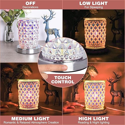 Miniatura 3 de Tensun Calentador de cera eléctrico – Calentador de cera de cristal para cera perfumada, vela táctil 3D, quemador de cera de fusión, difusor de cera