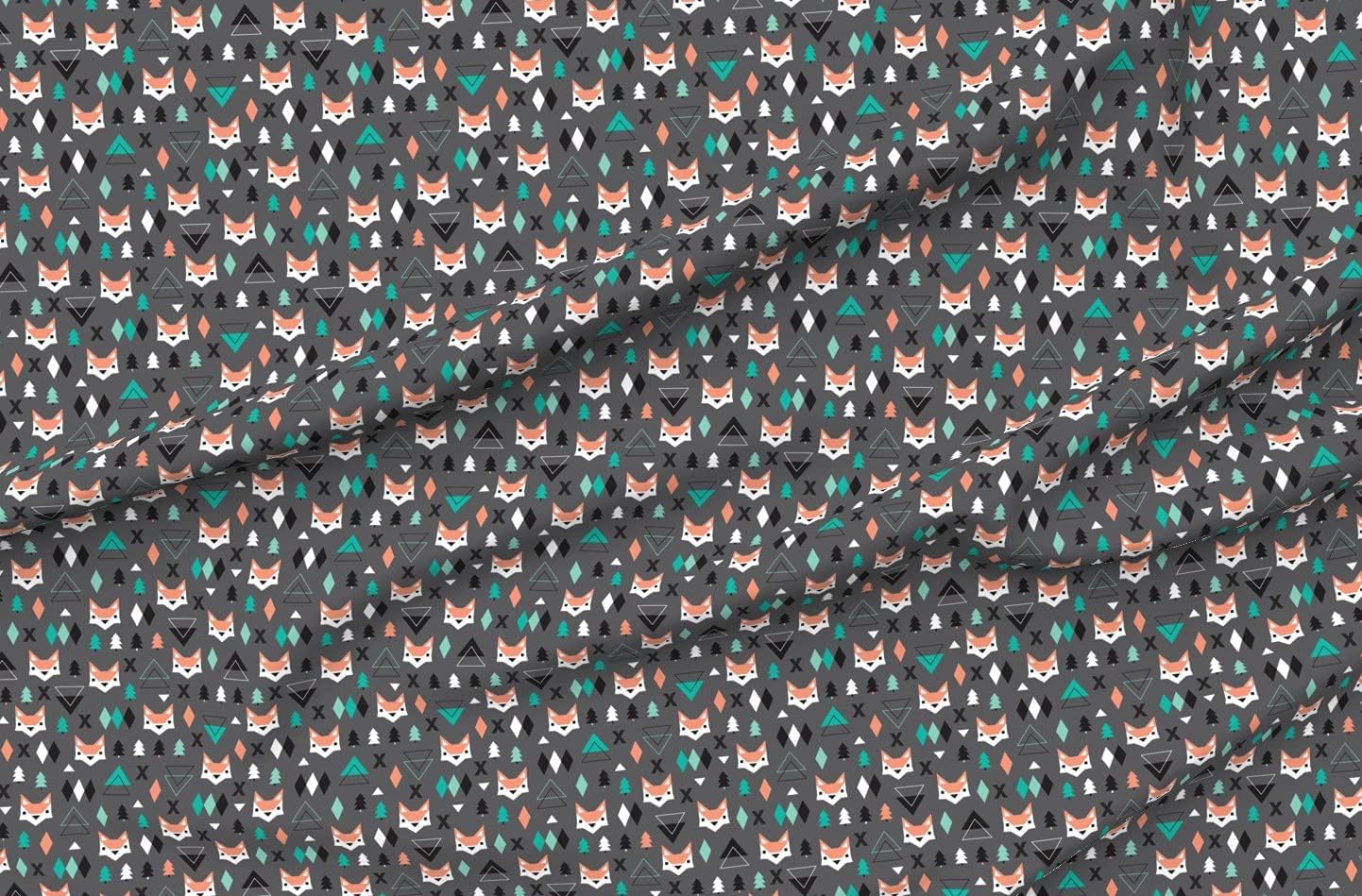 Spoonflower Fabric - Geometric, Fox, Pine Tree, Illustration, Woodland, Nursery, Triangle, Printed on Minky Fabric by The Yard - Sewing Baby Blankets Quilt Backing Plush