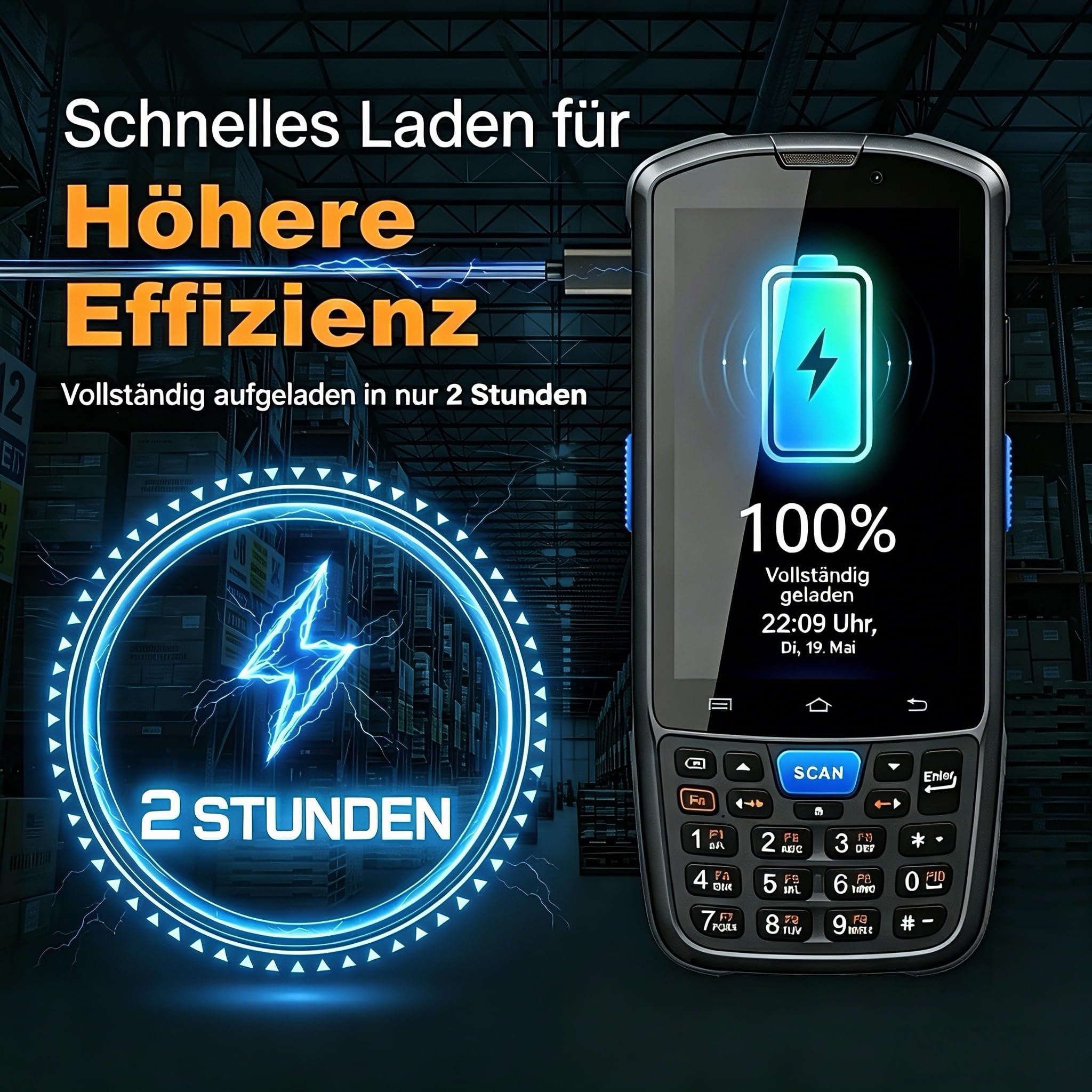 Farset F7-WiFi Android 14 Barcode-Scanner-PDA SE6100 5000 mAh austauschbarer Akku IP67 robust